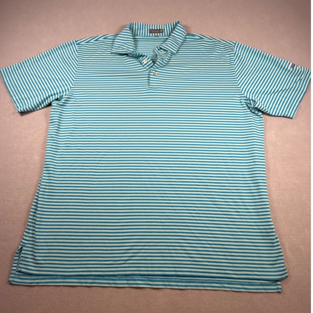 Peter Millar Summer Comfort Polo Shirt Mens XL Blue Striped Indian Hills Golf